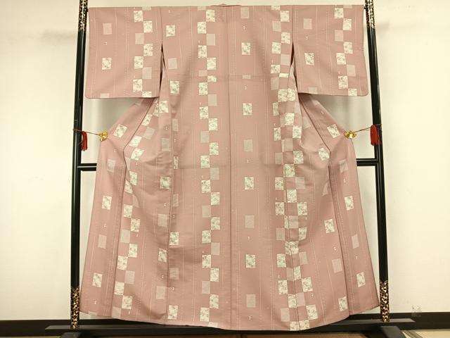 平和屋着物▽小紋 単衣 色紙草花文 洗える着物 AAAZ9326fy
