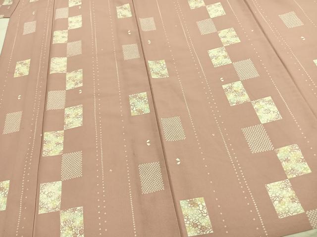 平和屋着物▽小紋 単衣 色紙草花文 洗える着物 AAAZ9326fy