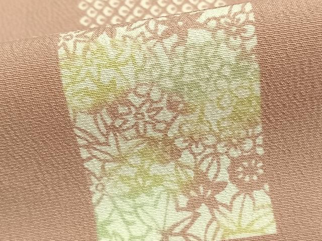 平和屋着物▽小紋 単衣 色紙草花文 洗える着物 AAAZ9326fy