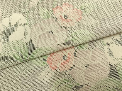 平和屋着物▽本場大島紬 白大島 単衣 草花文 正絹 逸品 AAAZ9328fy