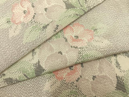 平和屋着物▽本場大島紬 白大島 単衣 草花文 正絹 逸品 AAAZ9328fy
