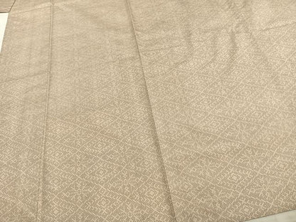 平和屋着物▽上質な紬 単衣 菱文 正絹 逸品 AAAZ9330fy