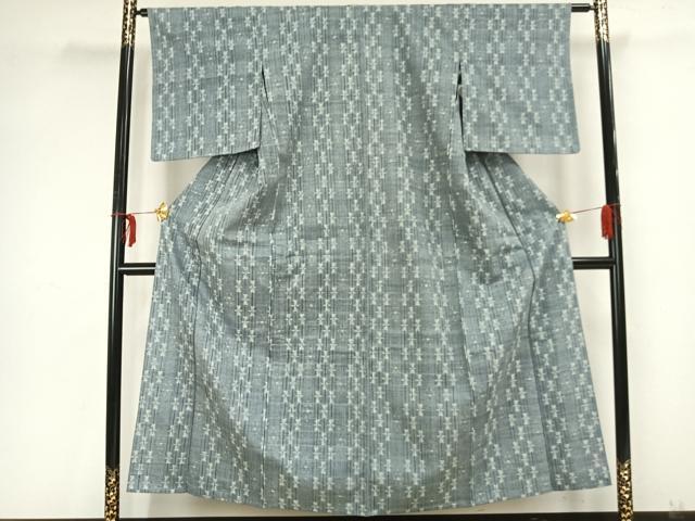 平和屋着物▽上質な紬 単衣 絣文様 正絹 逸品 AAAZ9331fy