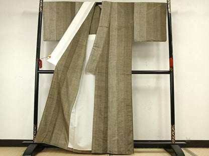 平和屋着物▽上質な紬 単衣 間道 正絹 逸品 AAAZ9332fy