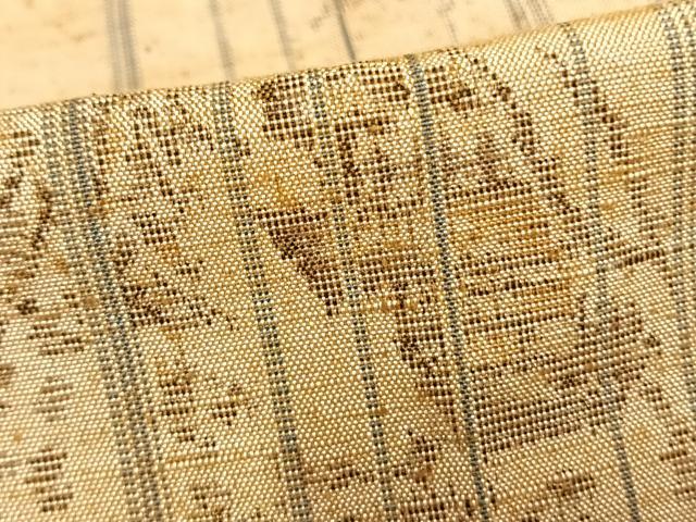 平和屋着物▽上質な紬 単衣 枝葉文 正絹 逸品 AAAZ9333fy