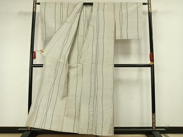 平和屋着物▽上質な紬 単衣 よろけ縞 正絹 逸品 AAAZ9337fy