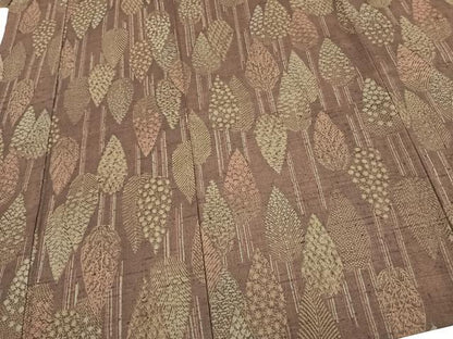 平和屋着物▽上質な紬　単衣　樹林文　正絹　逸品　AAAZ9338fy