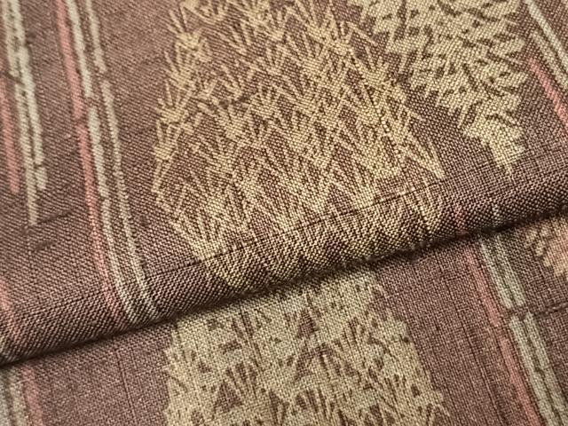 平和屋着物▽上質な紬　単衣　樹林文　正絹　逸品　AAAZ9338fy