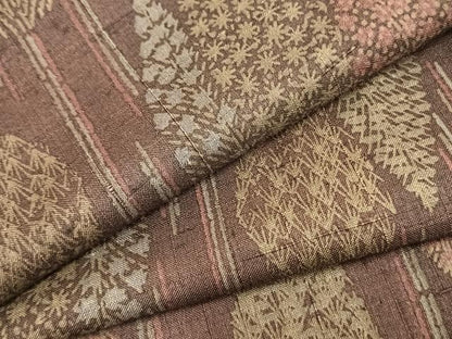 平和屋着物▽上質な紬　単衣　樹林文　正絹　逸品　AAAZ9338fy