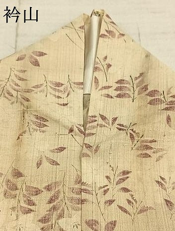 平和屋着物▽上質な紬　生紬　単衣　草花文　正絹　逸品　AAAZ9339fy