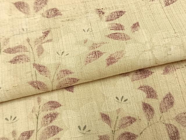 平和屋着物▽上質な紬　生紬　単衣　草花文　正絹　逸品　AAAZ9339fy