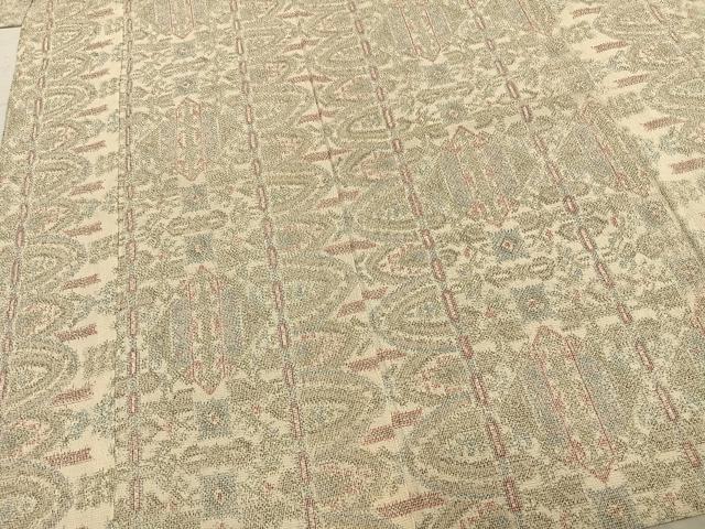 平和屋着物▽本塩沢 単衣 幾何学文 正絹 逸品 AAAZ9342fy