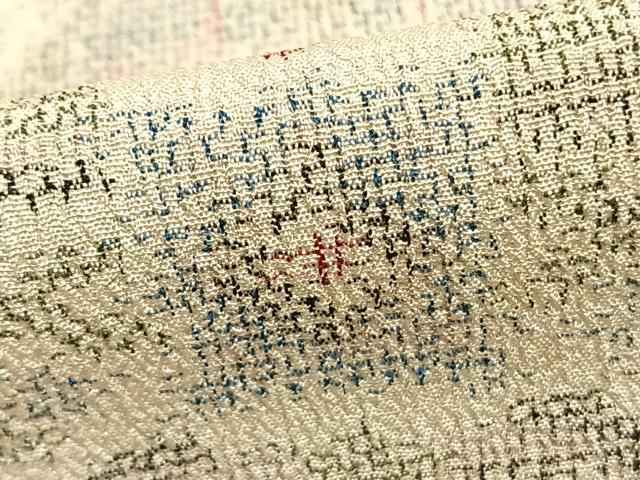 平和屋着物▽本塩沢 単衣 幾何学文 正絹 逸品 AAAZ9342fy