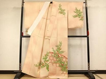 平和屋着物▽訪問着 単衣 刺繍 風景枝花文 正絹 逸品 未使用 AAAZ9346fy