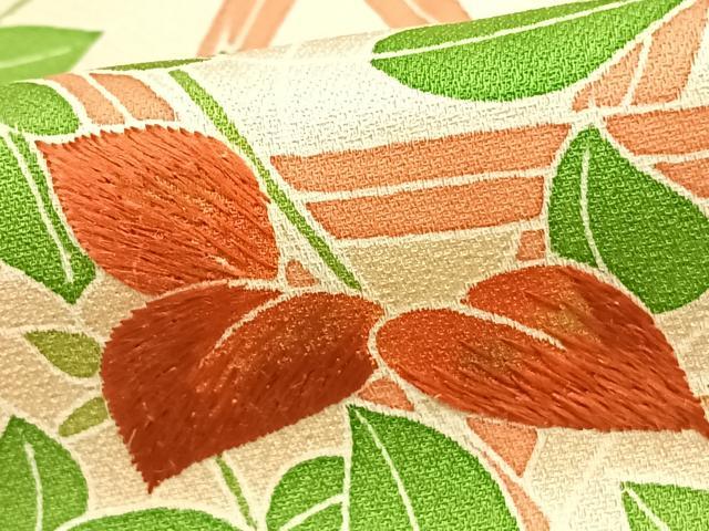 平和屋着物▽訪問着 単衣 刺繍 風景枝花文 正絹 逸品 未使用 AAAZ9346fy