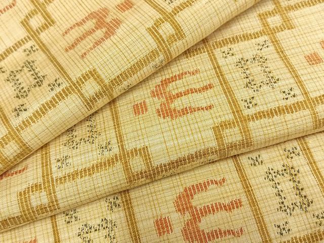 平和屋着物▽上質な紬 単衣 色紙飛鳥文 正絹 逸品 AAAZ9348fy