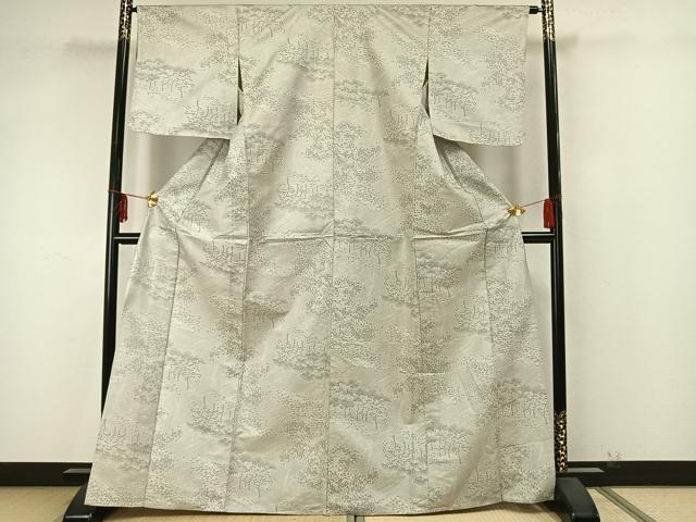 平和屋着物▽お召 単衣 風景花文 正絹 逸品 未使用 AAAZ9350fy