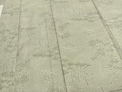 平和屋着物▽お召 単衣 風景花文 正絹 逸品 未使用 AAAZ9350fy