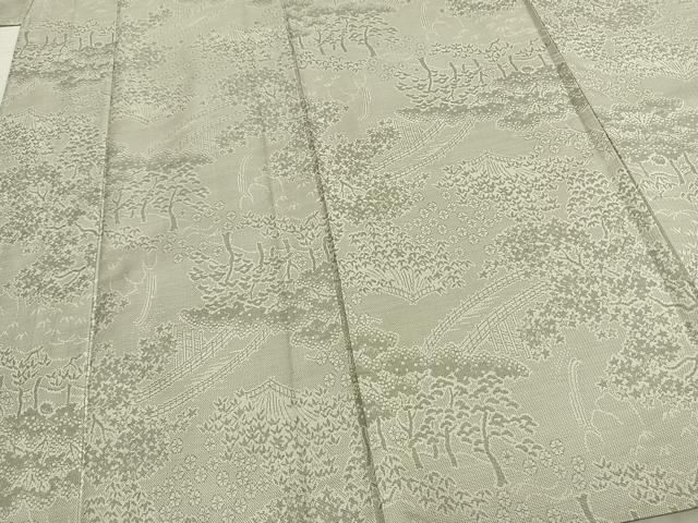 平和屋着物▽お召 単衣 風景花文 正絹 逸品 未使用 AAAZ9350fy