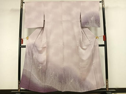 平和屋着物▽訪問着 単衣 刺繍 草花文 暈し染め 正絹 逸品 AAAZ9355fy
