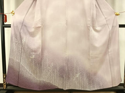 平和屋着物▽訪問着 単衣 刺繍 草花文 暈し染め 正絹 逸品 AAAZ9355fy