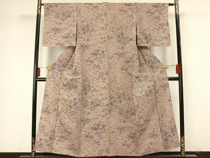 平和屋着物▽上質な小紋 単衣 風景草花文 正絹 逸品 AAAZ9357fy