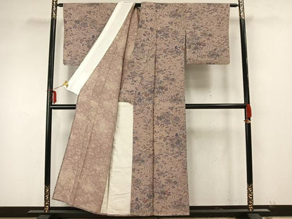 平和屋着物▽上質な小紋 単衣 風景草花文 正絹 逸品 AAAZ9357fy