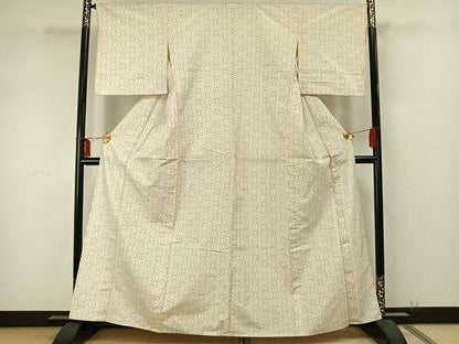平和屋着物▽上質な紬 単衣 麻の葉文様 正絹 逸品 AAAZ9360fy