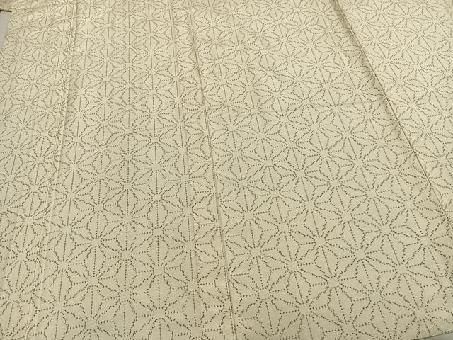 平和屋着物▽上質な紬 単衣 麻の葉文様 正絹 逸品 AAAZ9360fy