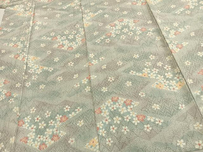 平和屋着物▽本場大島紬　単衣　切嵌花文　正絹　逸品　AAAZ9363fy