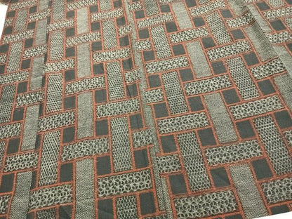 平和屋着物▽上質な紬 単衣 幾何学文 やまと誂製 正絹 逸品 未使用 AAAZ9365fy