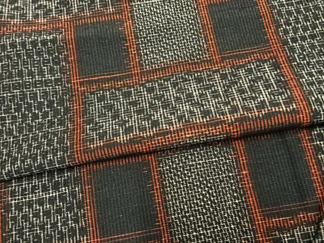 平和屋着物▽上質な紬 単衣 幾何学文 やまと誂製 正絹 逸品 未使用 AAAZ9365fy