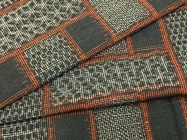 平和屋着物▽上質な紬 単衣 幾何学文 やまと誂製 正絹 逸品 未使用 AAAZ9365fy