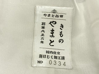 平和屋着物▽上質な紬 単衣 幾何学文 やまと誂製 正絹 逸品 未使用 AAAZ9365fy