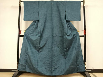 平和屋着物▽上質な紬　単衣　色無地　御召茶色　正絹　逸品　AAAZ9367fy