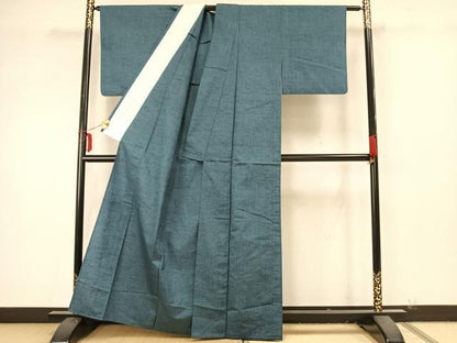平和屋着物▽上質な紬　単衣　色無地　御召茶色　正絹　逸品　AAAZ9367fy