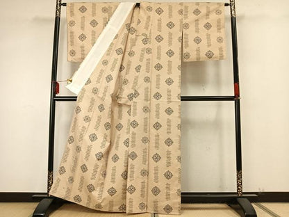 平和屋着物▽本場大島紬 単衣 吉祥花文 正絹 逸品 AAAZ9369fy