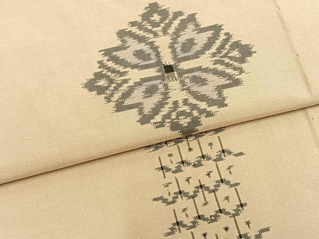 平和屋着物▽本場大島紬 単衣 吉祥花文 正絹 逸品 AAAZ9369fy