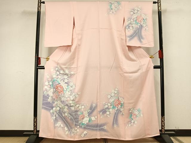 平和屋着物▽訪問着 単衣 刺繍 草花文 暈し染め 正絹 逸品 AAAZ9370fy