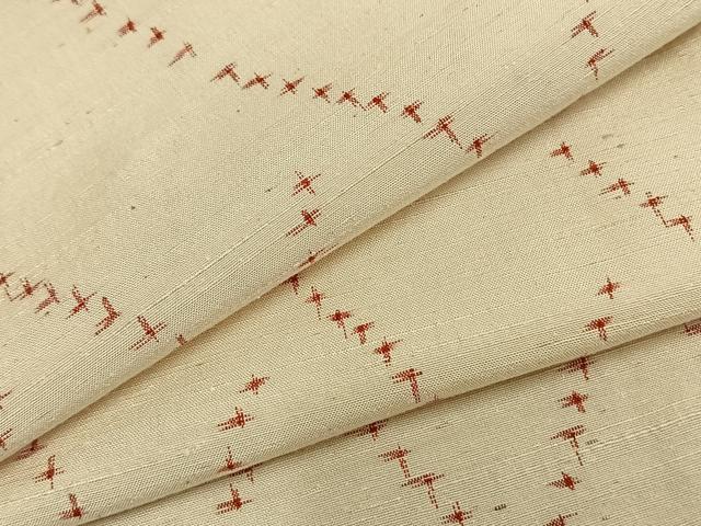 平和屋着物▽上質な紬 単衣 幾何学文 正絹 逸品 AAAZ9371fy