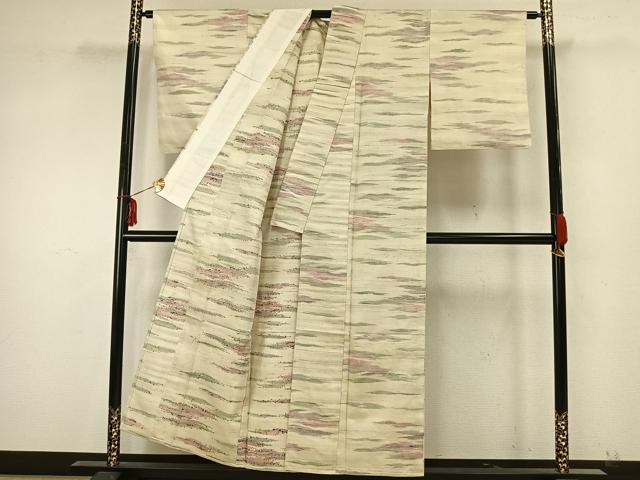 平和屋着物▽上質な紬 単衣 霞文 正絹 逸品 AAAZ9372fy
