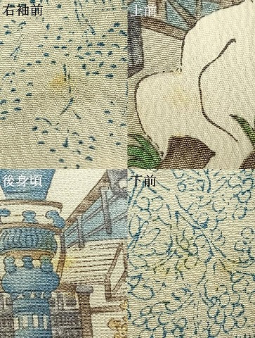 平和屋着物▽上質な小紋　単衣　風景文　正絹　逸品　AAAZ9373fy