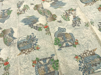平和屋着物▽上質な小紋　単衣　風景文　正絹　逸品　AAAZ9373fy