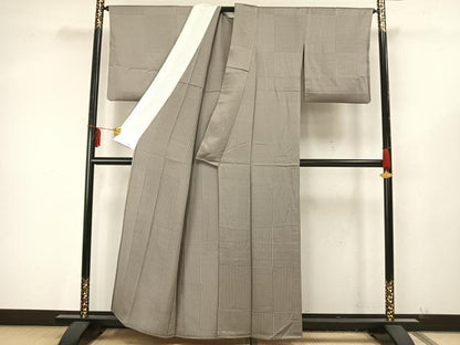 平和屋着物▽上質な小紋 単衣 市松文 正絹 逸品 AAAZ9374fy