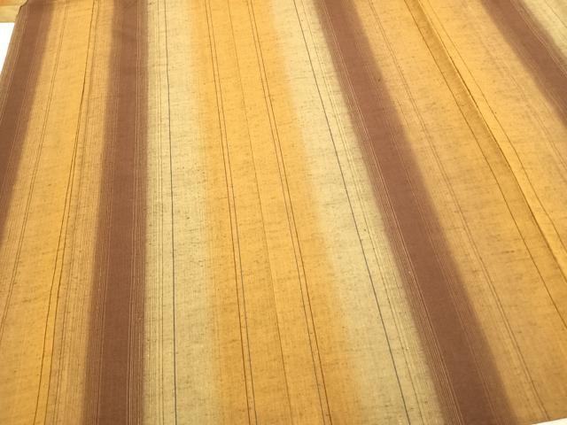 平和屋着物▽上質な紬 単衣 縞 正絹 逸品 AAAZ9375fy