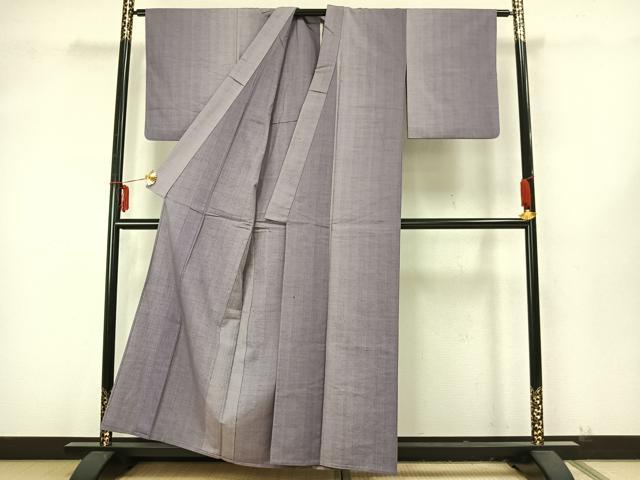 平和屋着物▽上質な紬　単衣　間道　正絹　逸品　AAAZ9378fy