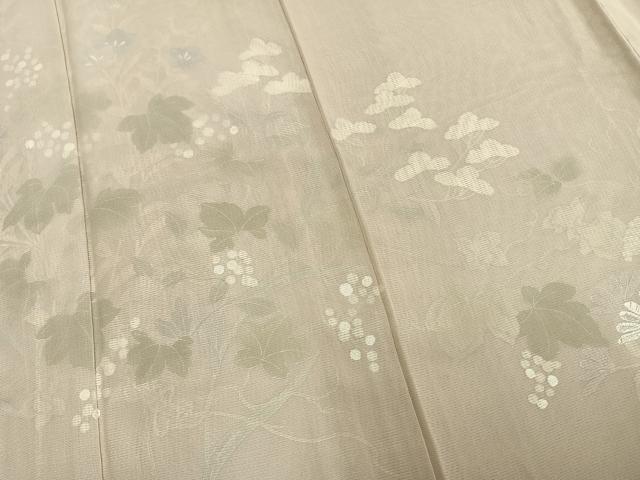 平和屋着物▽訪問着　無双　紗袷　紗×絽　手描き　草花文　銀彩　正絹　逸品　AAAZ9380fy