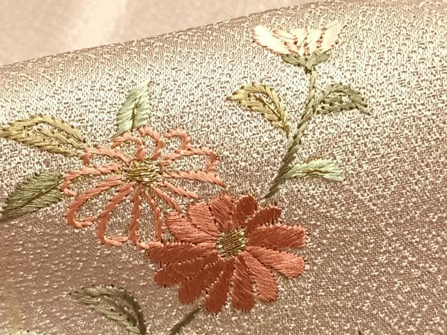 平和屋着物▽訪問着 単衣 刺繍 草花文 金糸 金彩 正絹 逸品 AAAZ9382fy
