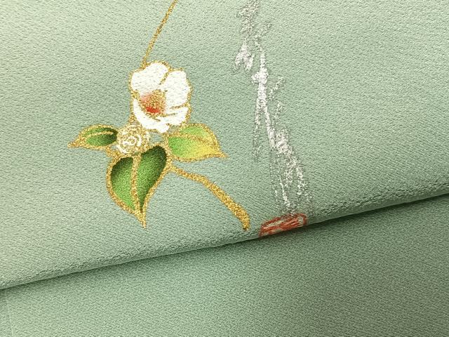 平和屋着物▽本草木染作家　瑞寶　訪問着　単衣　草花文　金彩　正絹　逸品　AAAZ9386fy