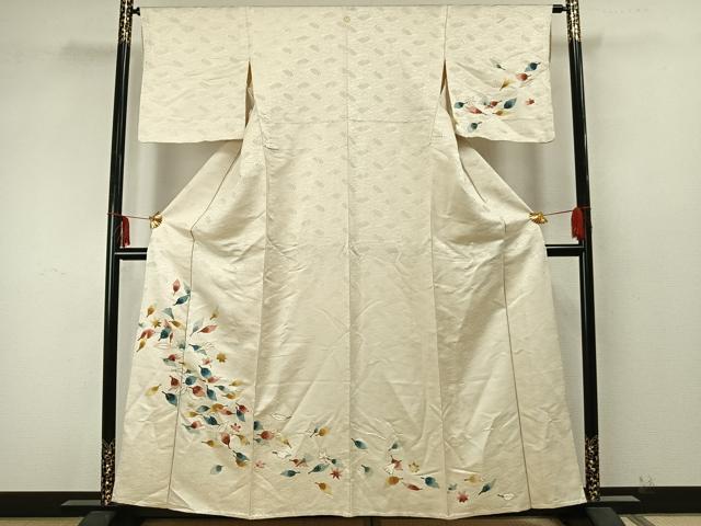 平和屋着物▽訪問着 単衣 舞葉文 金彩 金通し地 正絹 逸品 AAAZ9388fy